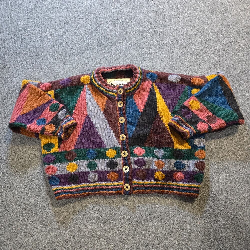 Romney Design Sweater Women Size Small Pink Handspun Wool Nepal Cardigan Vintage